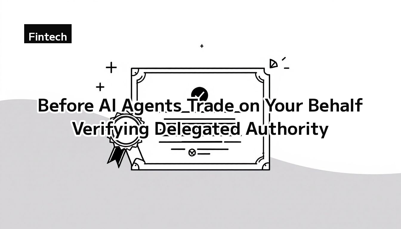Monochrome illustration of a credential with a seal inside a boundary frame (a metaphor for delegating financial trades to an AI agent)