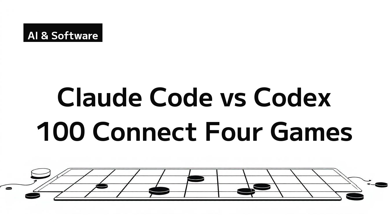 Monochrome line art: a Connect Four grid with black and white discs