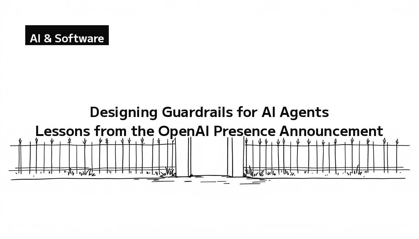 Monochrome fine-line illustration of a fence running across an open field with a single gap in the middle, a metaphor for boundaries and guardrails