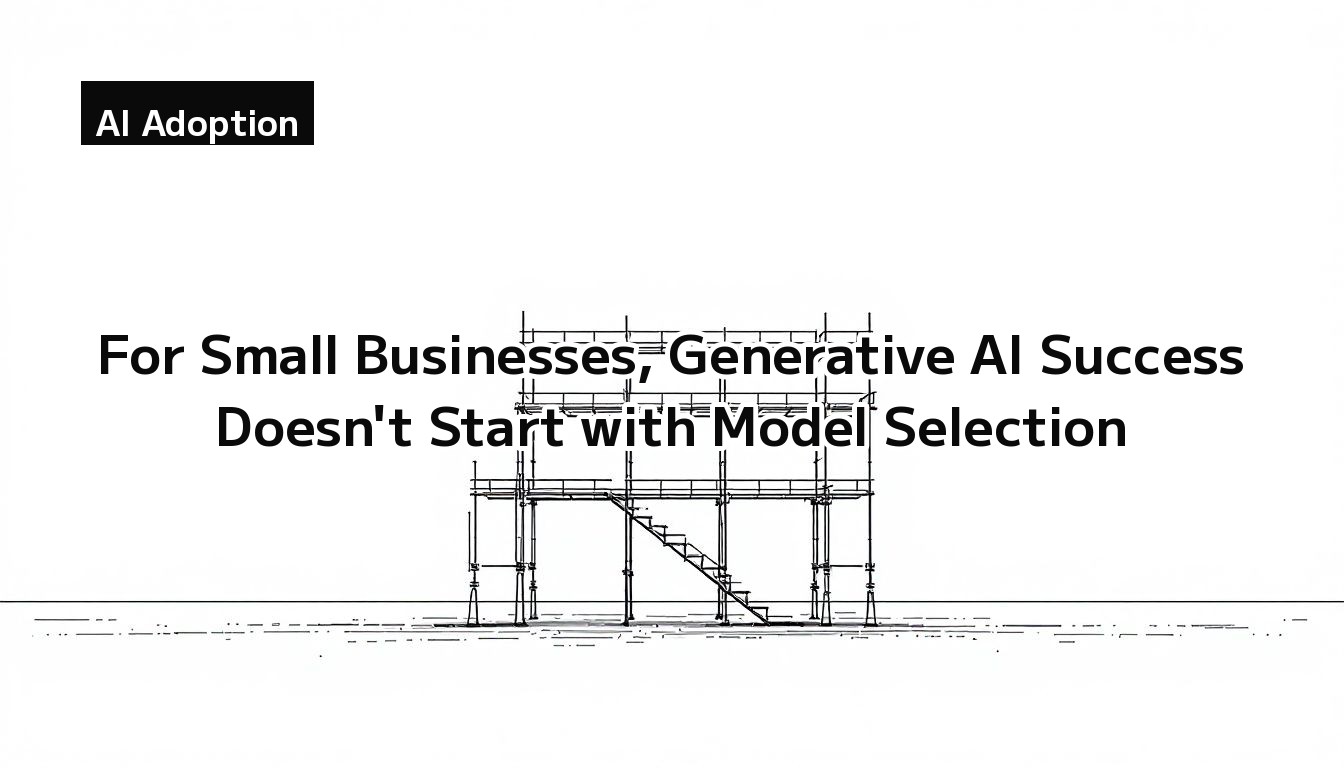 Monochrome line drawing of a bare scaffolding structure standing on a ground line